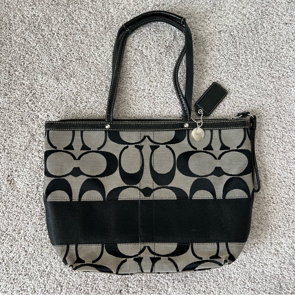 Coach Tote Black and Gray C Bag, Estimated 2008-2011